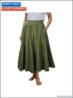 100% Cotton Boho Maxi Skirt High-Waisted Embroidered Eyelet